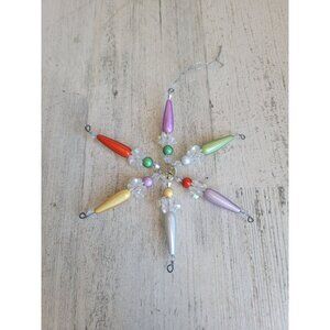 Pastel unique beaded snowflake ornament Xmas
